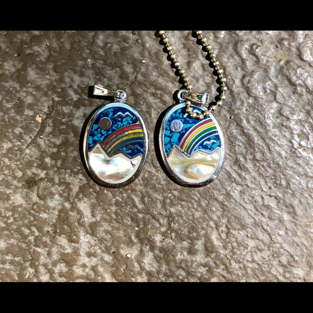 Abalone MOP Mountain Inlay Pendant - Picture 2 of 16